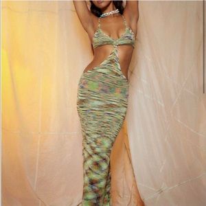 Jaded London fine spacedye knit cut out maxi beach dress